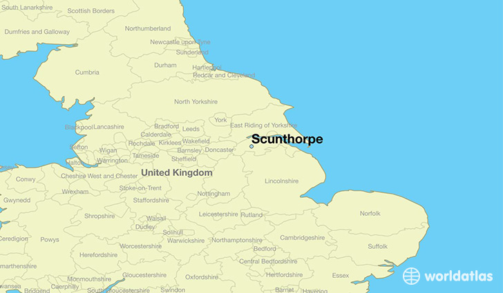 map showing the location of Scunthorpe