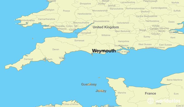 map showing the location of Weymouth