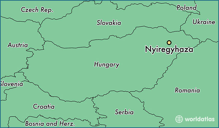 map showing the location of Nyiregyhaza
