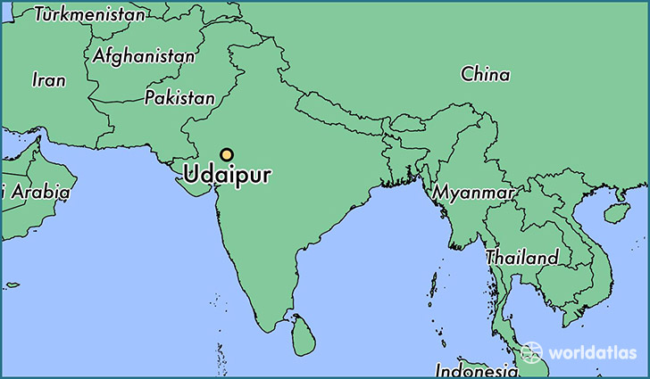 map showing the location of Udaipur