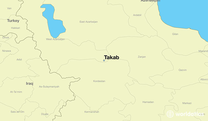map showing the location of Takab
