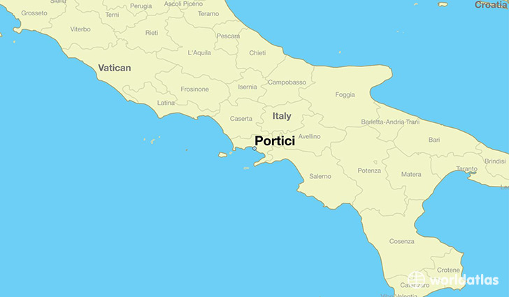 map showing the location of Portici