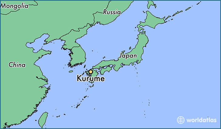 map showing the location of Kurume