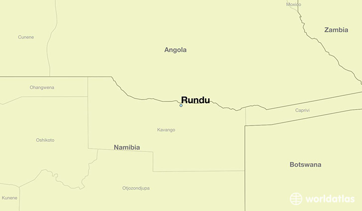 map showing the location of Rundu