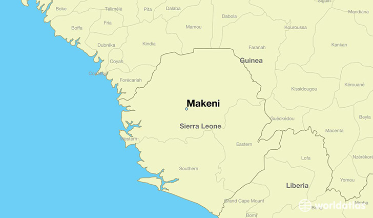 map showing the location of Makeni