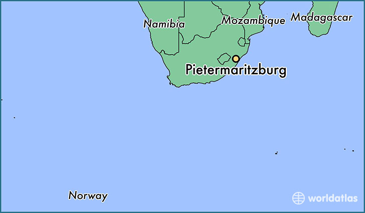 map showing the location of Pietermaritzburg