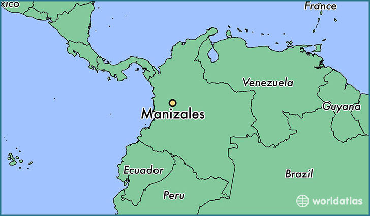 map showing the location of Manizales