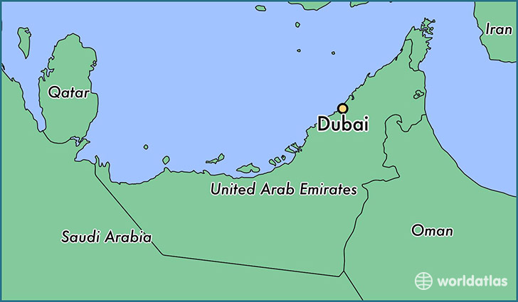 map showing the location of Dubai
