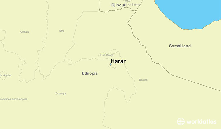 map showing the location of Harar