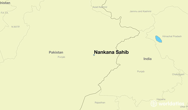 map showing the location of Nankana Sahib