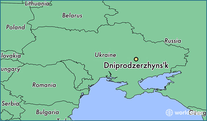 map showing the location of Dniprodzerzhyns'k