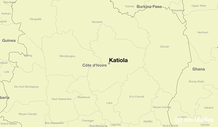 map showing the location of Katiola