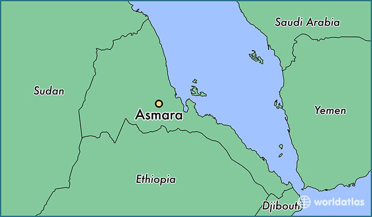 map showing the location of Asmara