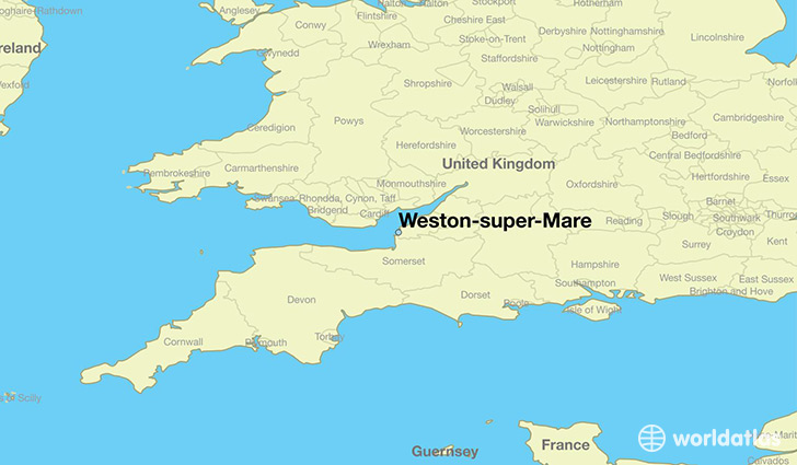 map showing the location of Weston-super-Mare