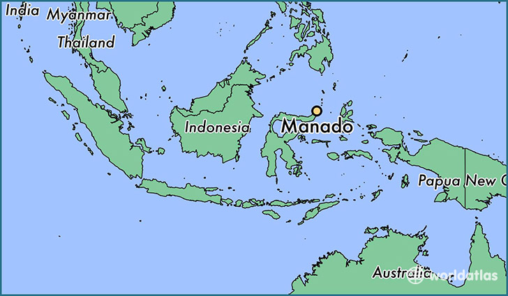 map showing the location of Manado