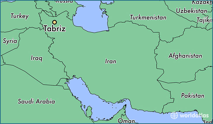 map showing the location of Tabriz