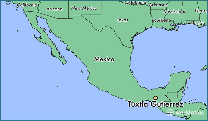 map showing the location of Tuxtla Gutierrez