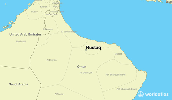 map showing the location of Rustaq