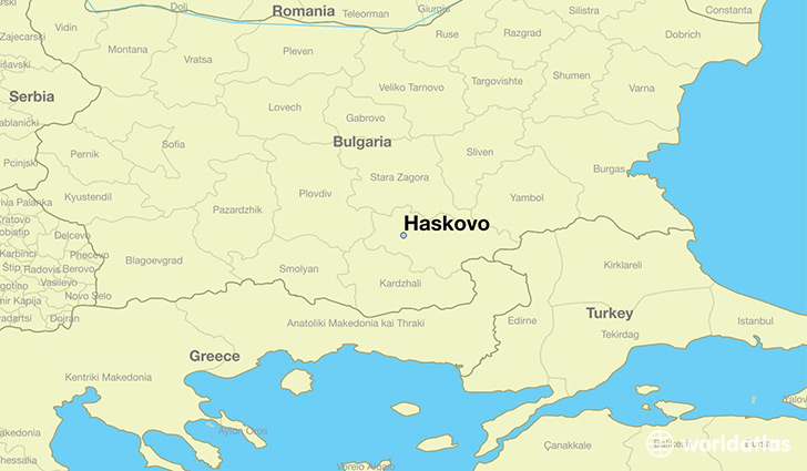 map showing the location of Haskovo