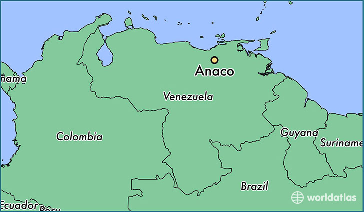 map showing the location of Anaco