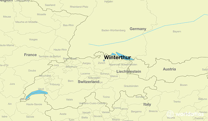 map showing the location of Winterthur