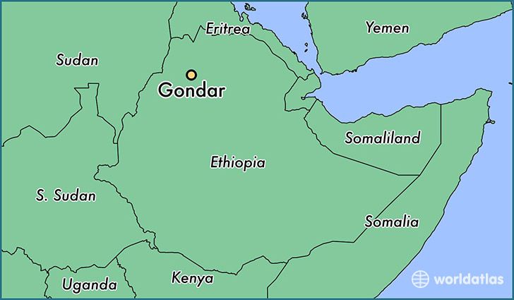 map showing the location of Gondar