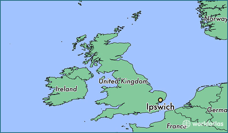 map showing the location of Ipswich