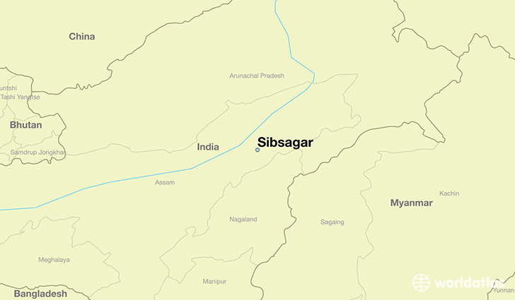 map showing the location of Sibsagar