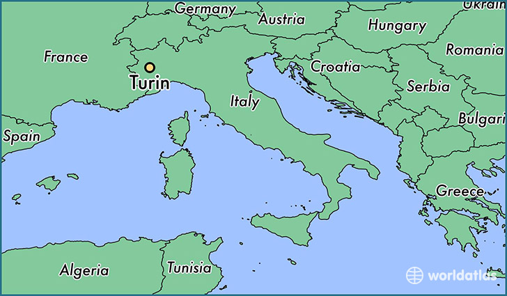 map showing the location of Turin