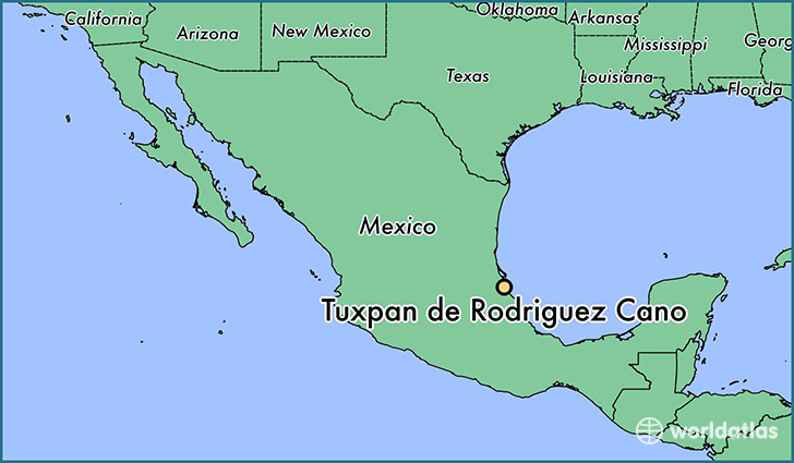 map showing the location of Tuxpan de Rodriguez Cano