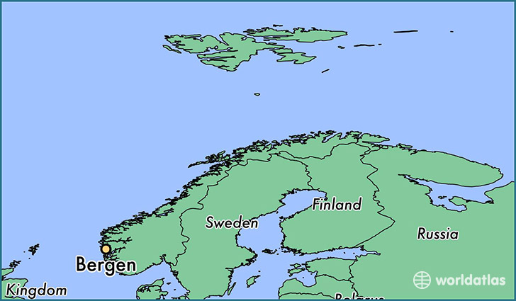 map showing the location of Bergen