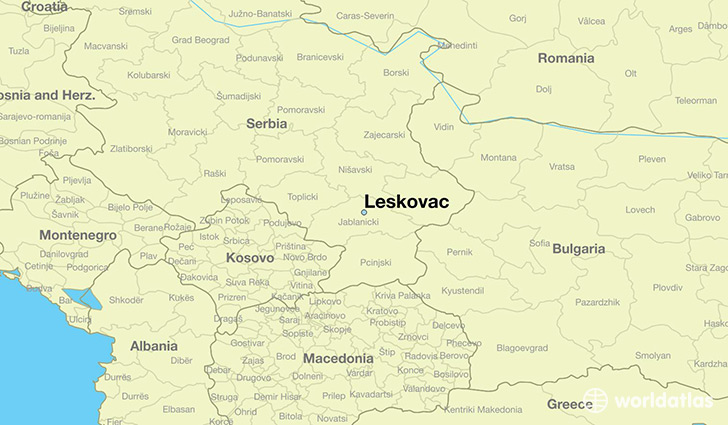 map showing the location of Leskovac