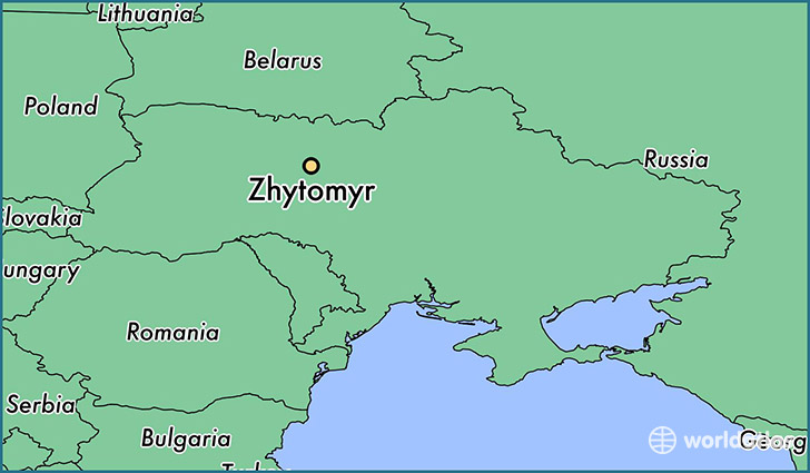 map showing the location of Zhytomyr