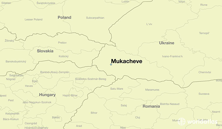 map showing the location of Mukacheve