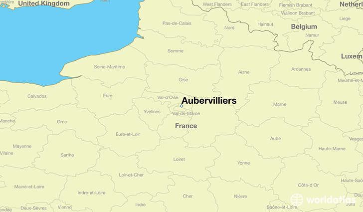 map showing the location of Aubervilliers