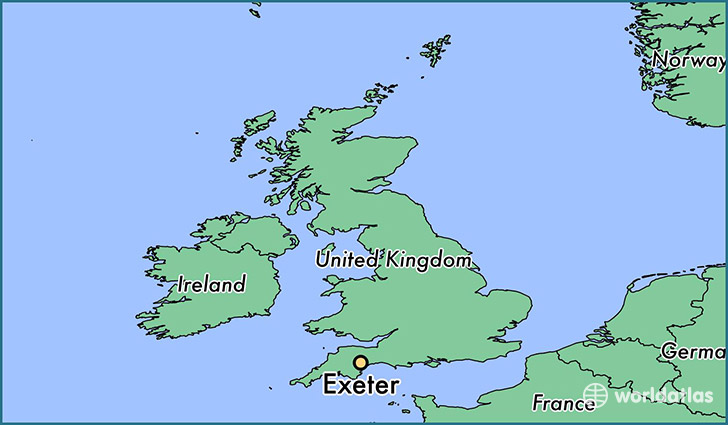 map showing the location of Exeter