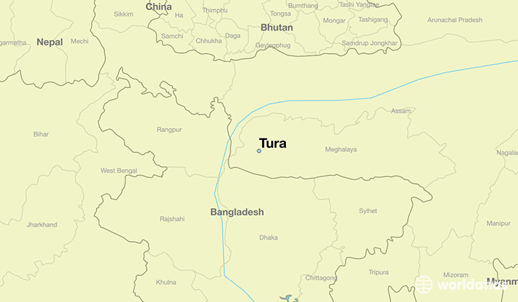 map showing the location of Tura