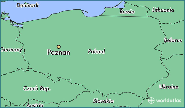 map showing the location of Poznan