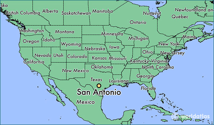 map showing the location of San Antonio