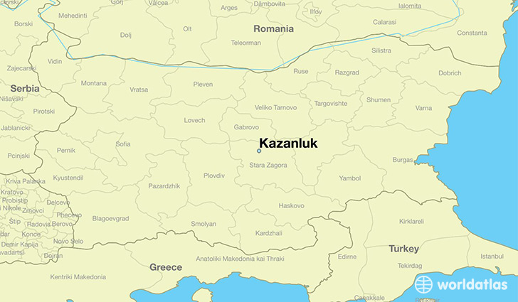 map showing the location of Kazanluk
