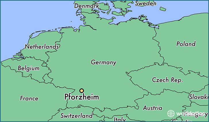 map showing the location of Pforzheim