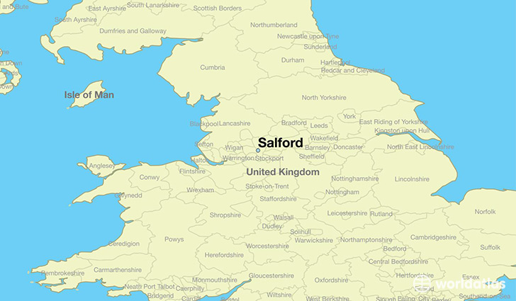 map showing the location of Salford