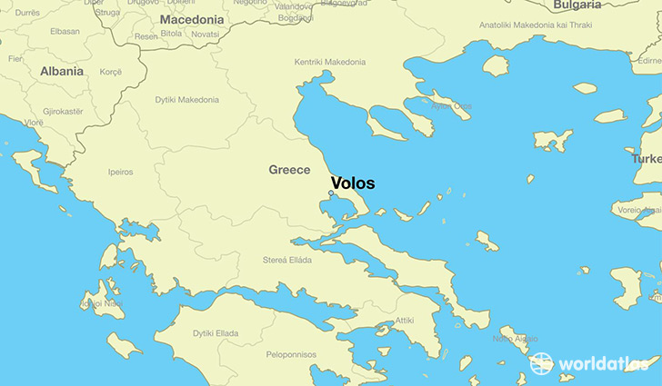 map showing the location of Volos
