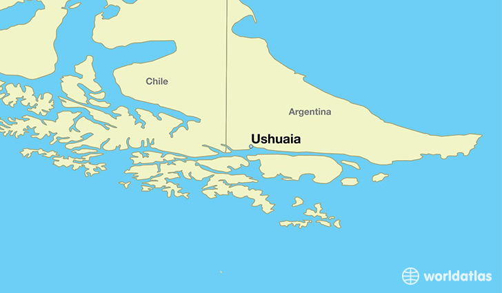 map showing the location of Ushuaia