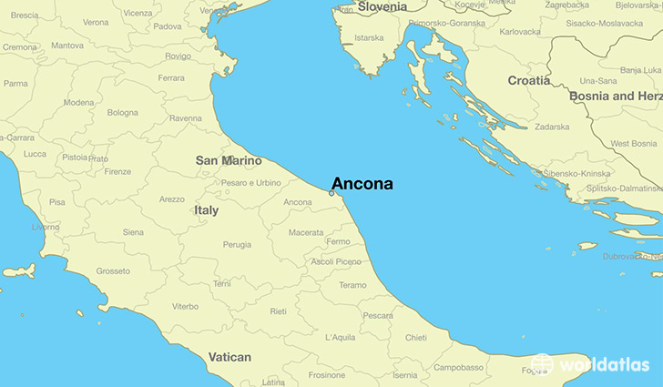 map showing the location of Ancona