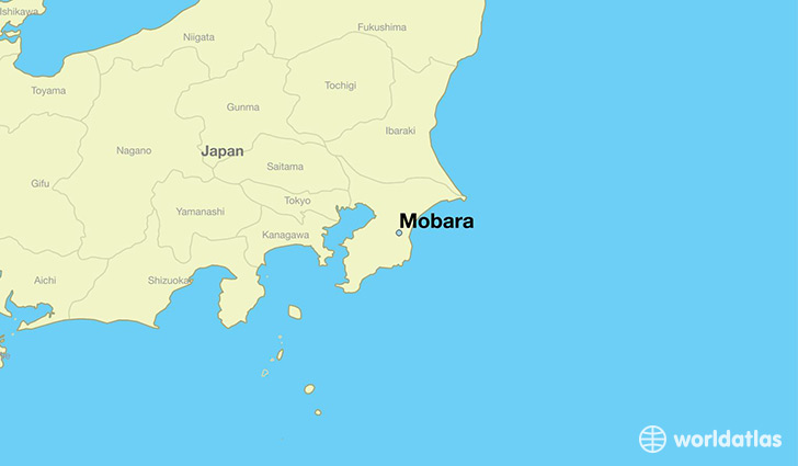 map showing the location of Mobara
