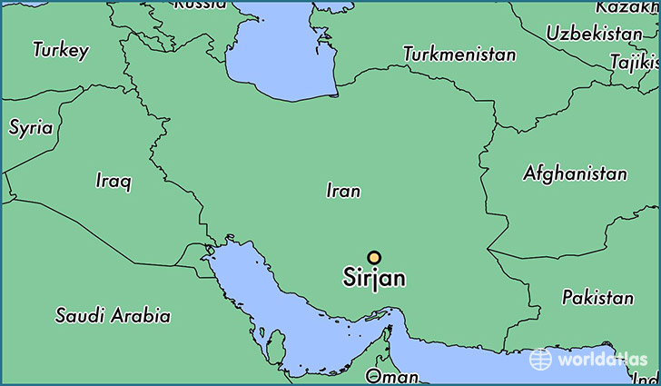 map showing the location of Sirjan