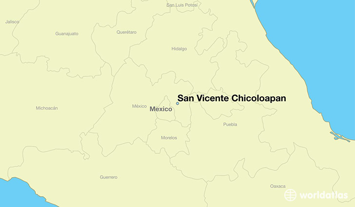 map showing the location of San Vicente Chicoloapan