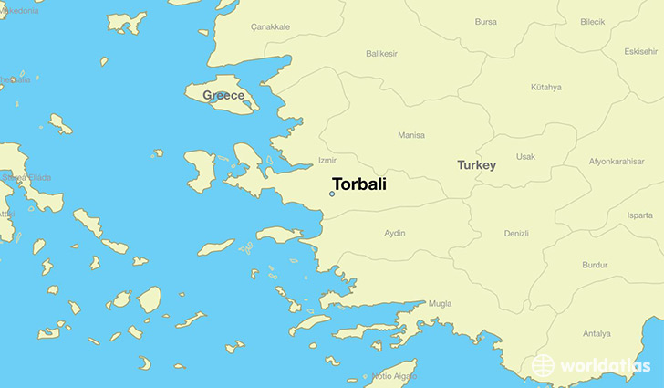 map showing the location of Torbali