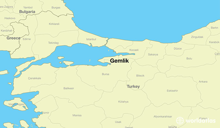 map showing the location of Gemlik